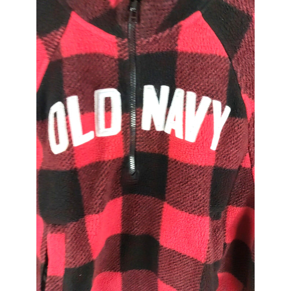 Old Navy Women's Fleece Buffalo Plaid Jacket Quarter Zip Size X L Red Black - Picture 2 of 8